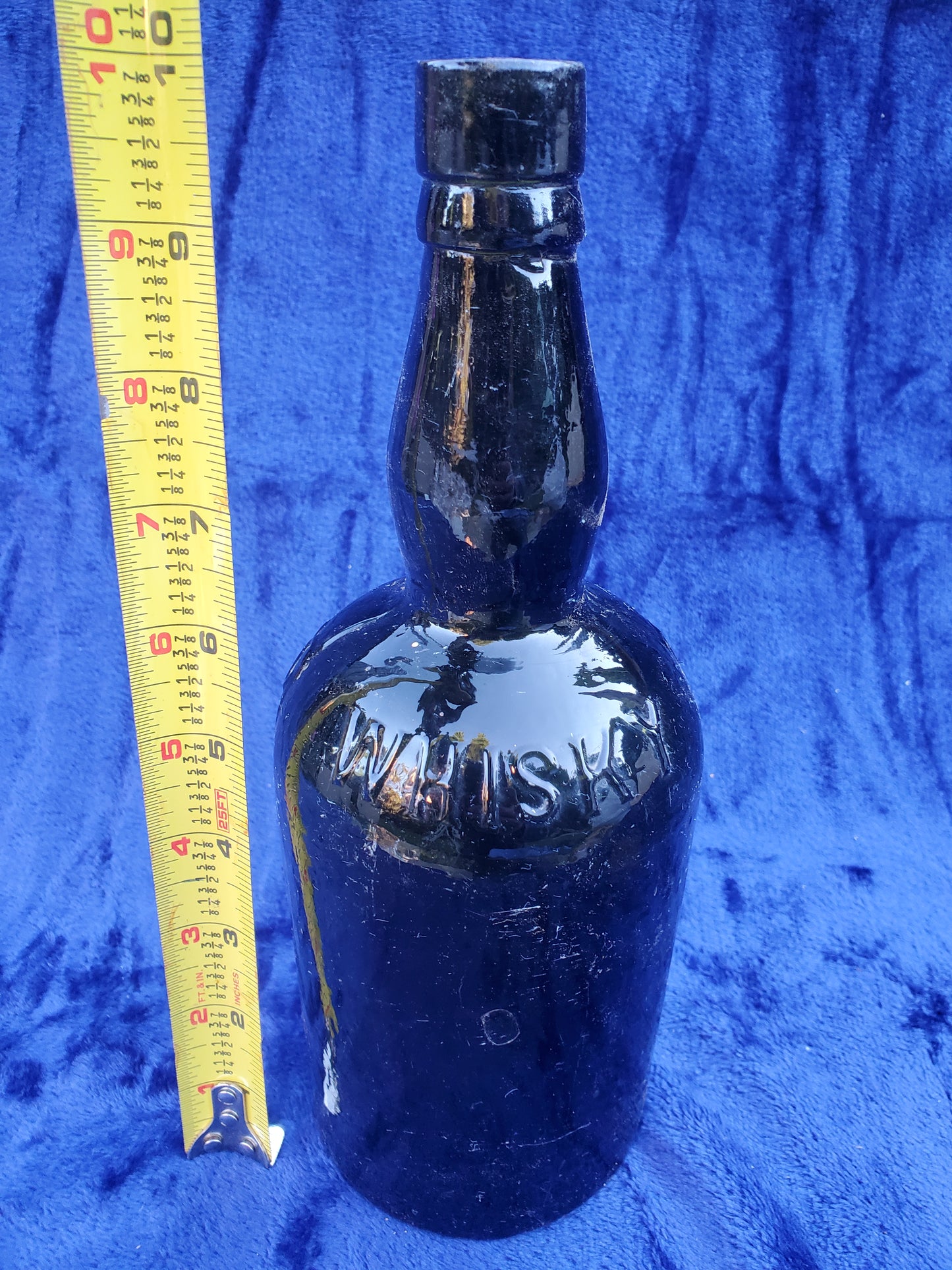 BLACK GLASS WHISKEY BOTTLE