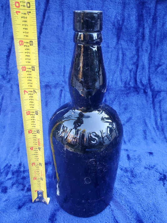 BLACK GLASS WHISKEY BOTTLE