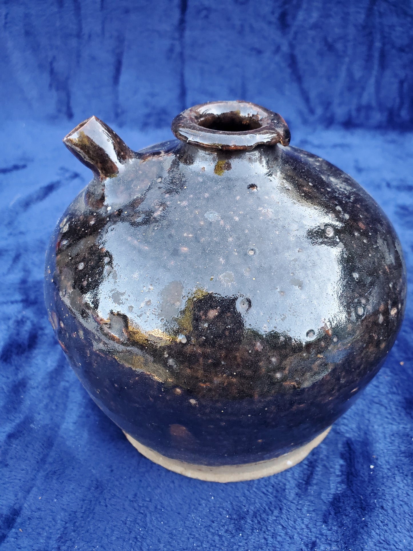 Two (2) Black-glazed spouted vessels (19th Century Jug)