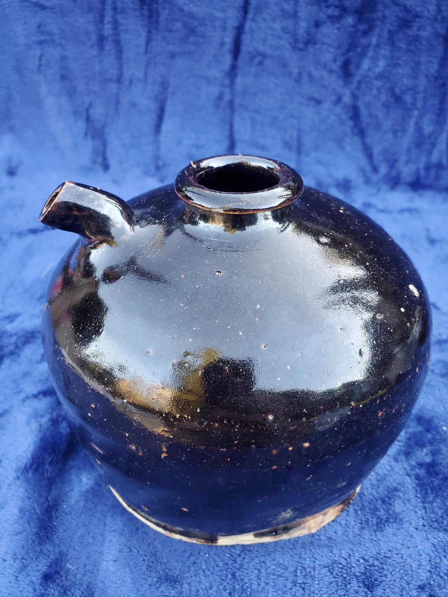 Two (2) Black-glazed spouted vessels (19th Century Jug)