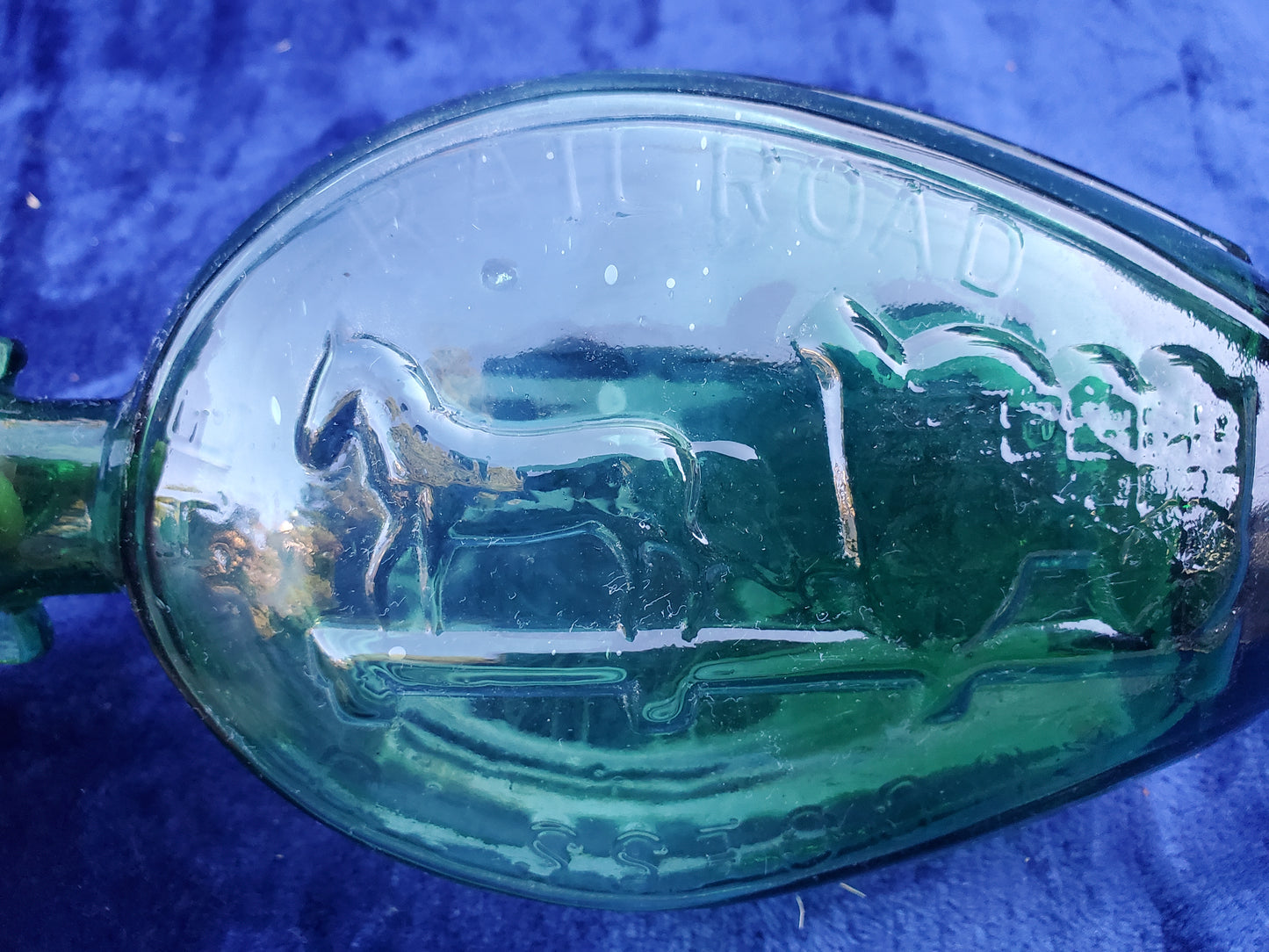 Two (2) Vintage Green “Ranelagh” Stag Hunt Flasks 1950s–1970s