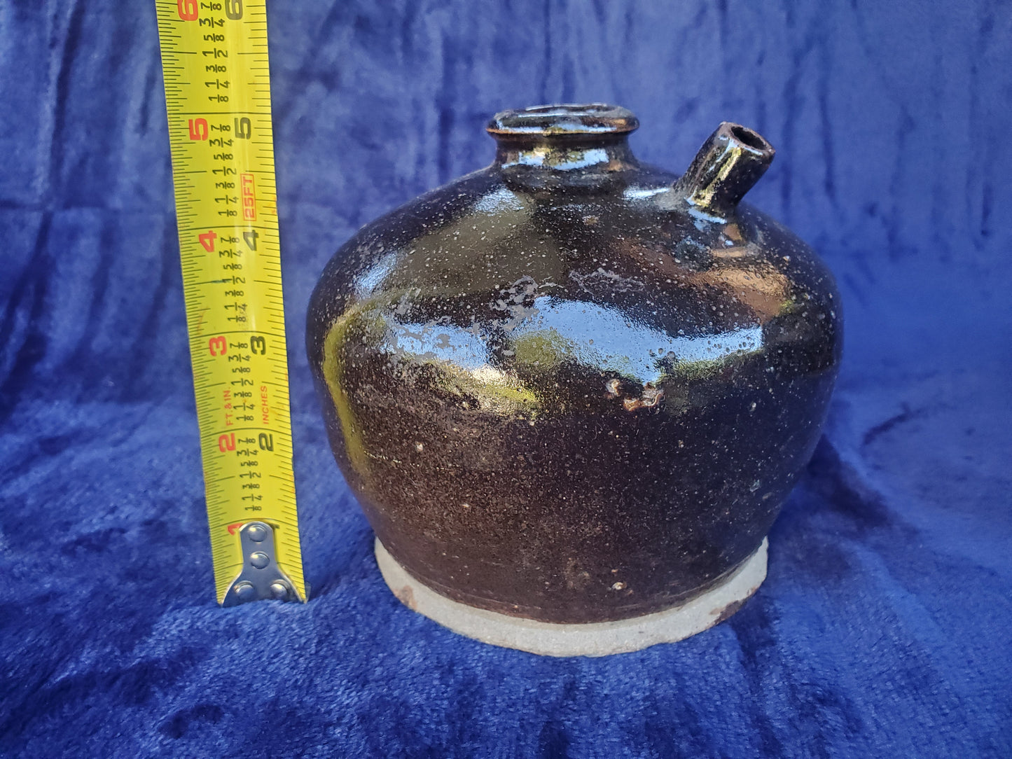 Three (3) authentic late-19th to early-20th-century American stoneware utility jugs