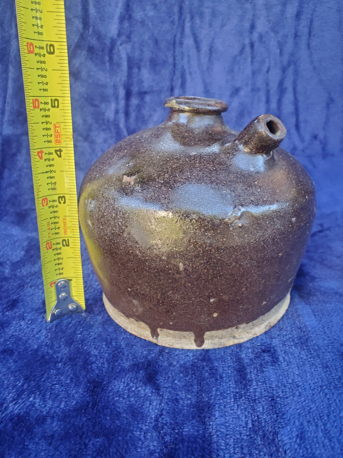 Three (3) authentic late-19th to early-20th-century American stoneware utility jugs