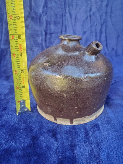 Three (3) authentic late-19th to early-20th-century American stoneware utility jugs