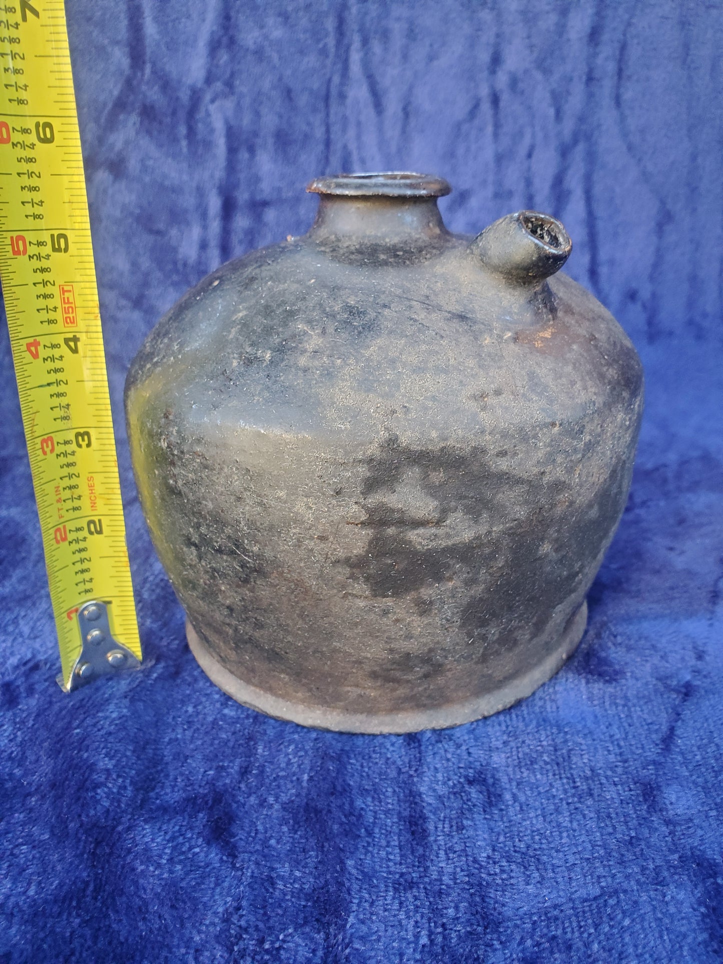 Three (3) authentic late-19th to early-20th-century American stoneware utility jugs