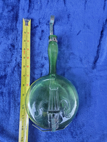 Vintage Violin Glass Flask - 1860–1890 Original copper/iron band and strap