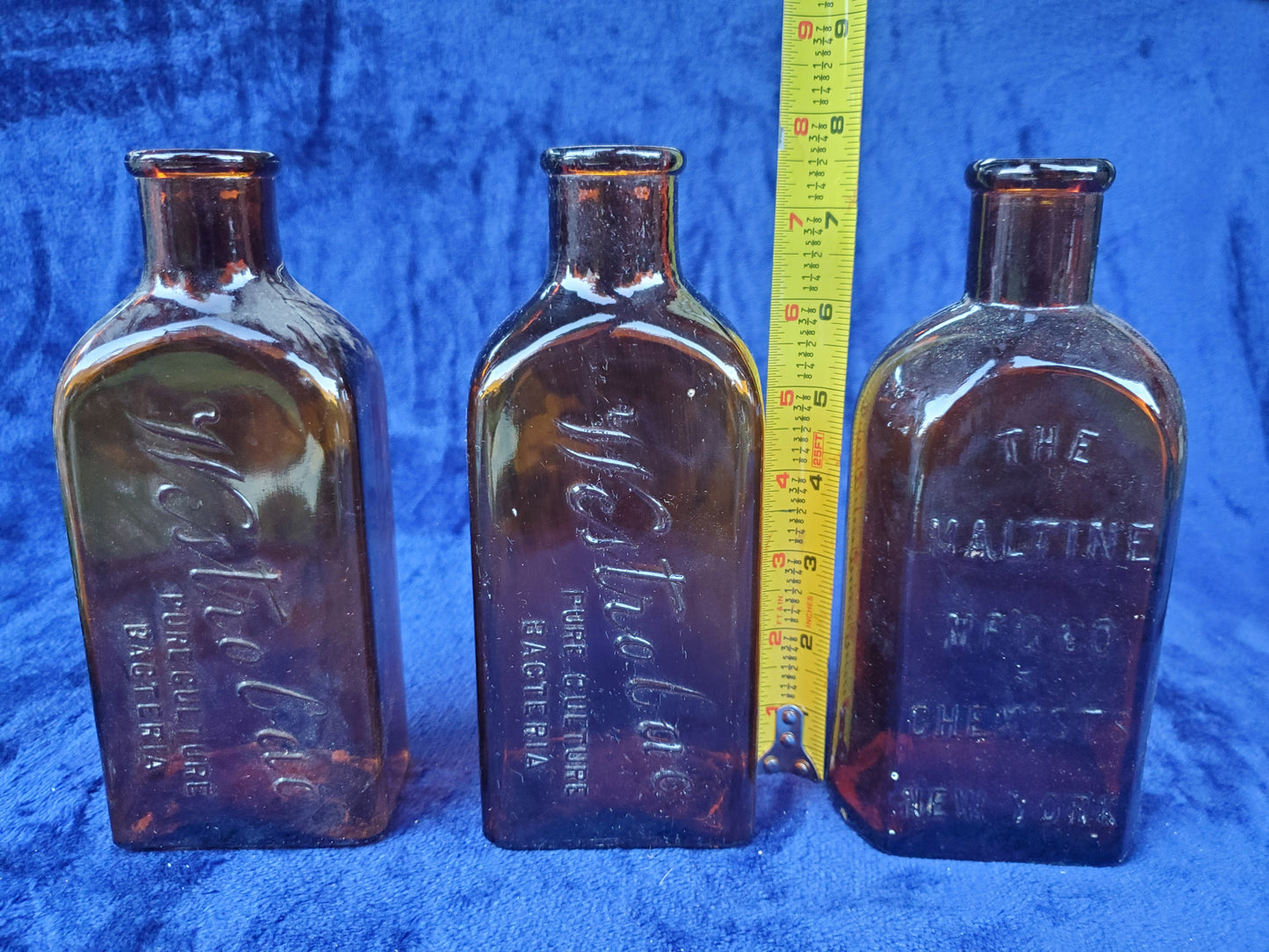 Two (2) Matched Pair of Amber prescription-style rectangle Bottles