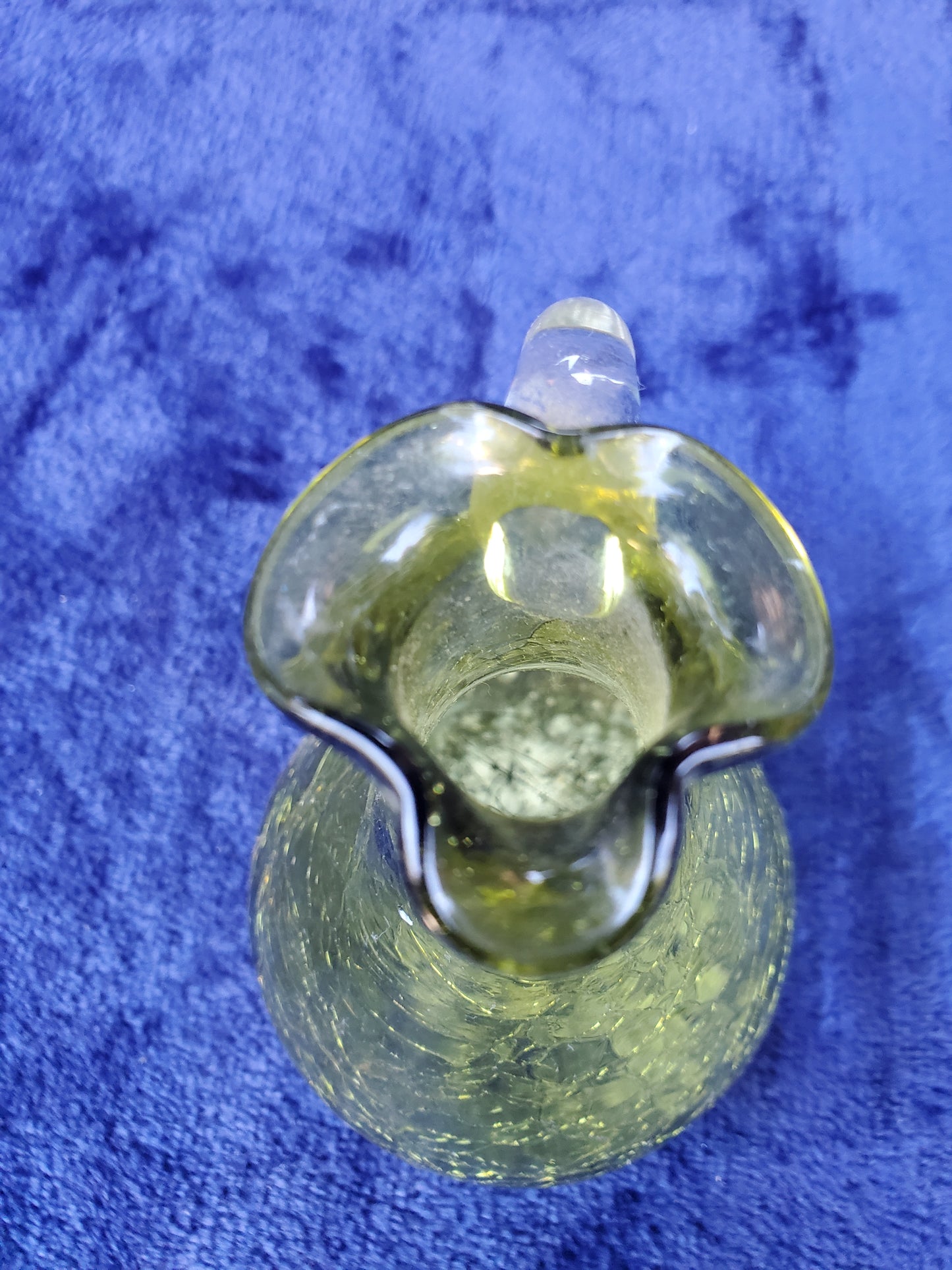 Three (3) Hand-Blown Crackle Glass Pitchers 1950s–1980s
