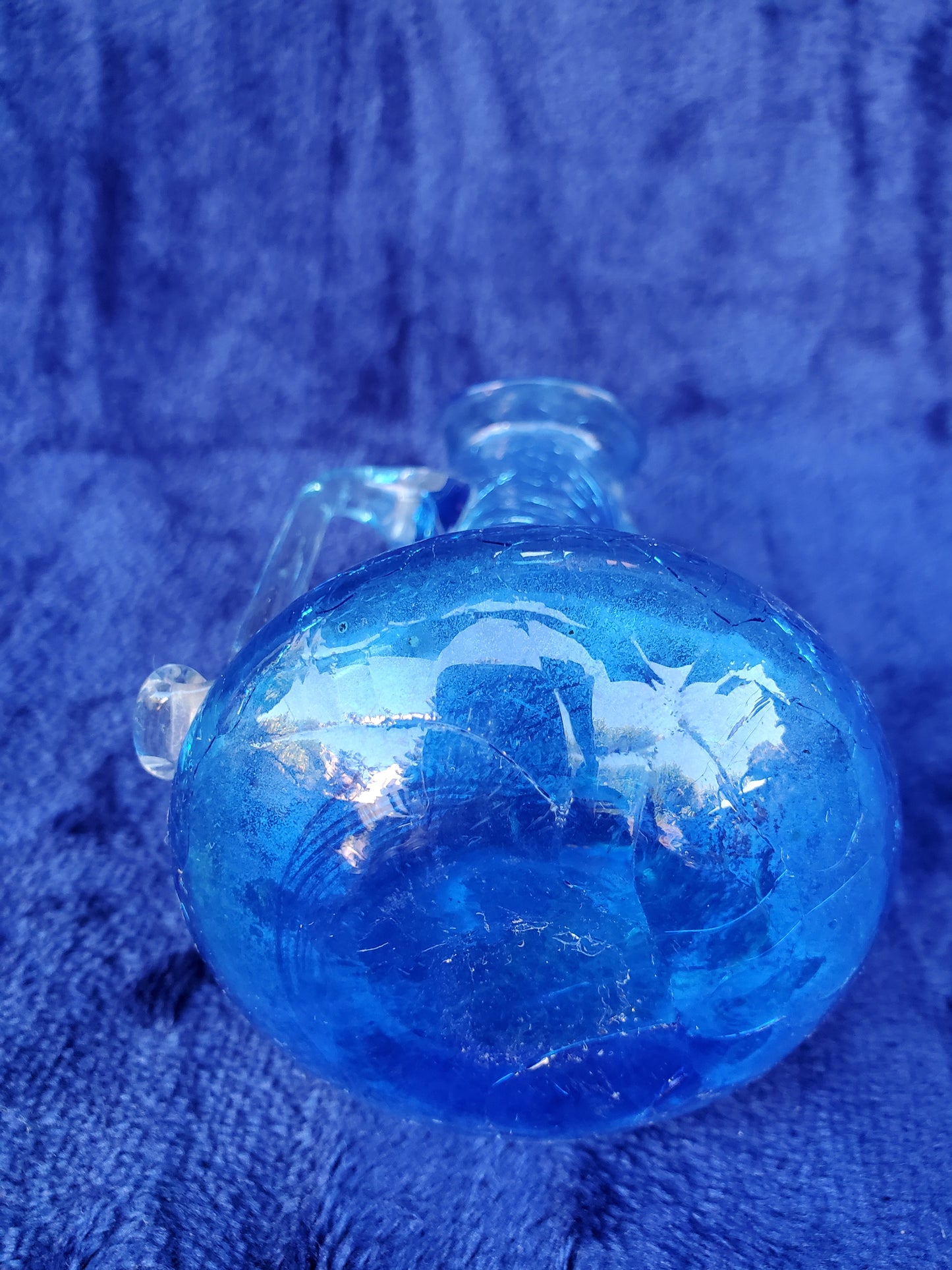 Three (3) Hand-Blown Crackle Glass Pitchers 1950s–1980s