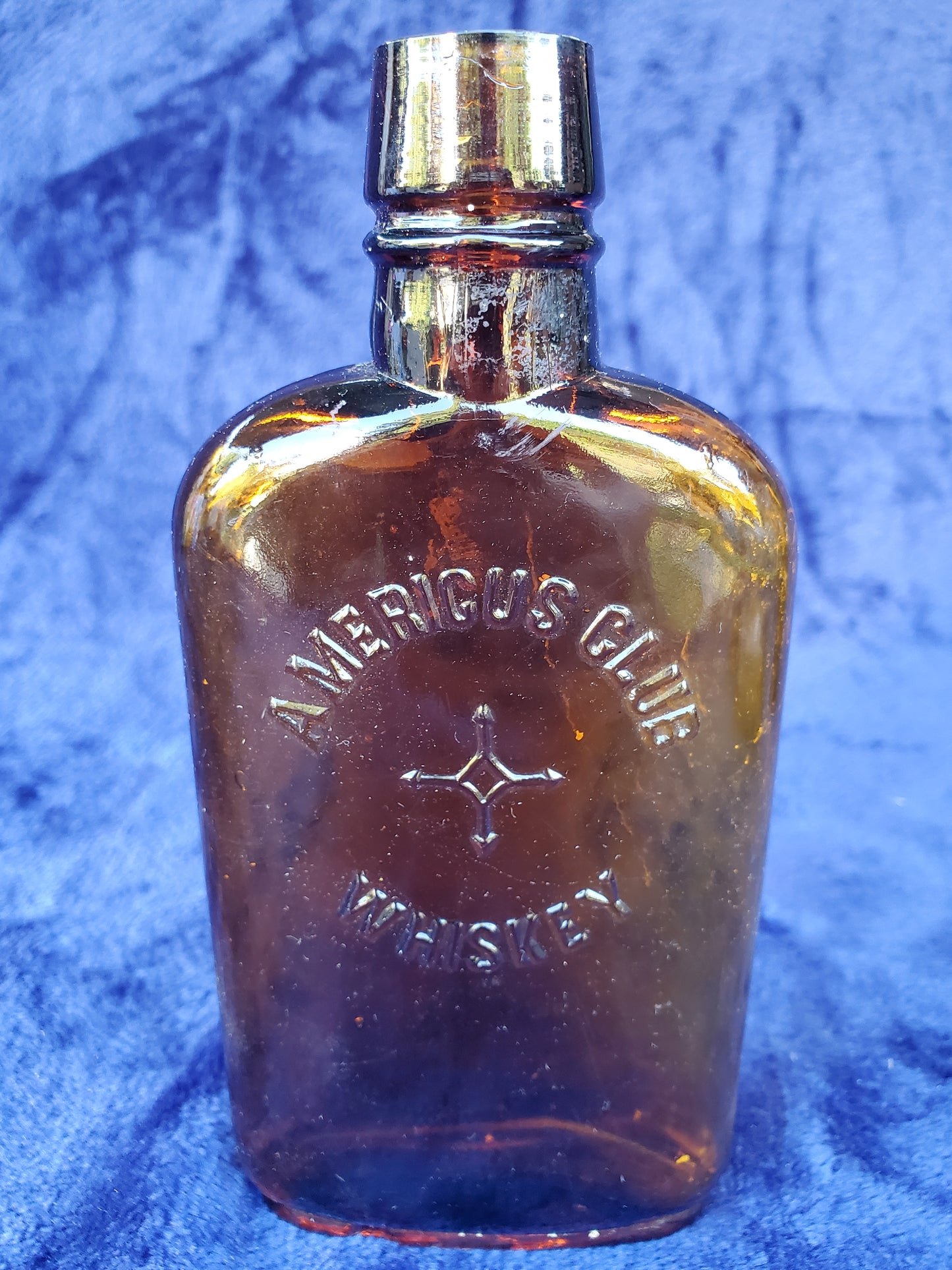 Two (2) Vintage Whiskey Flasks - AMERICUS CLUB WHISKEY