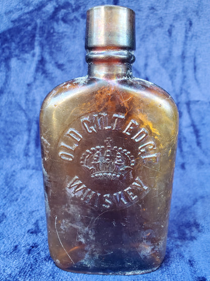 OLD GILT EDGE WHISKEY FLASK (CROWN LOGO) 1900–1915