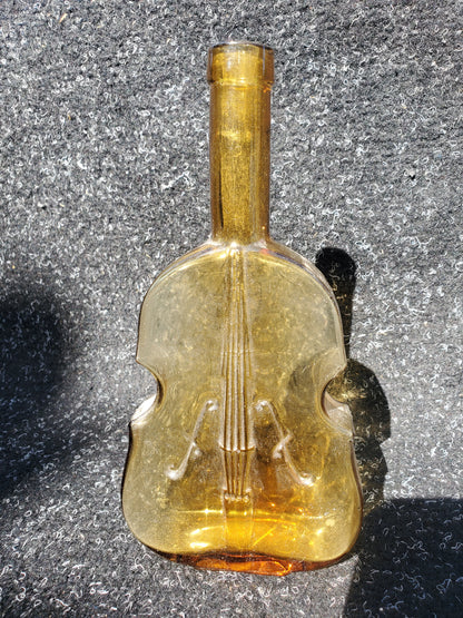 Set of four (4) Figural VIOLIN bottles (amber, 2 blue, green)
