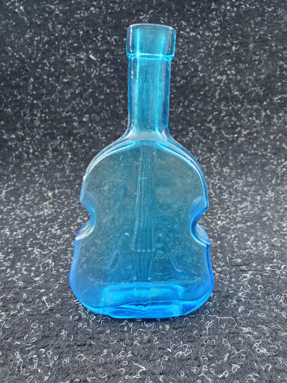 Set of four (4) Figural VIOLIN bottles (amber, 2 blue, green)