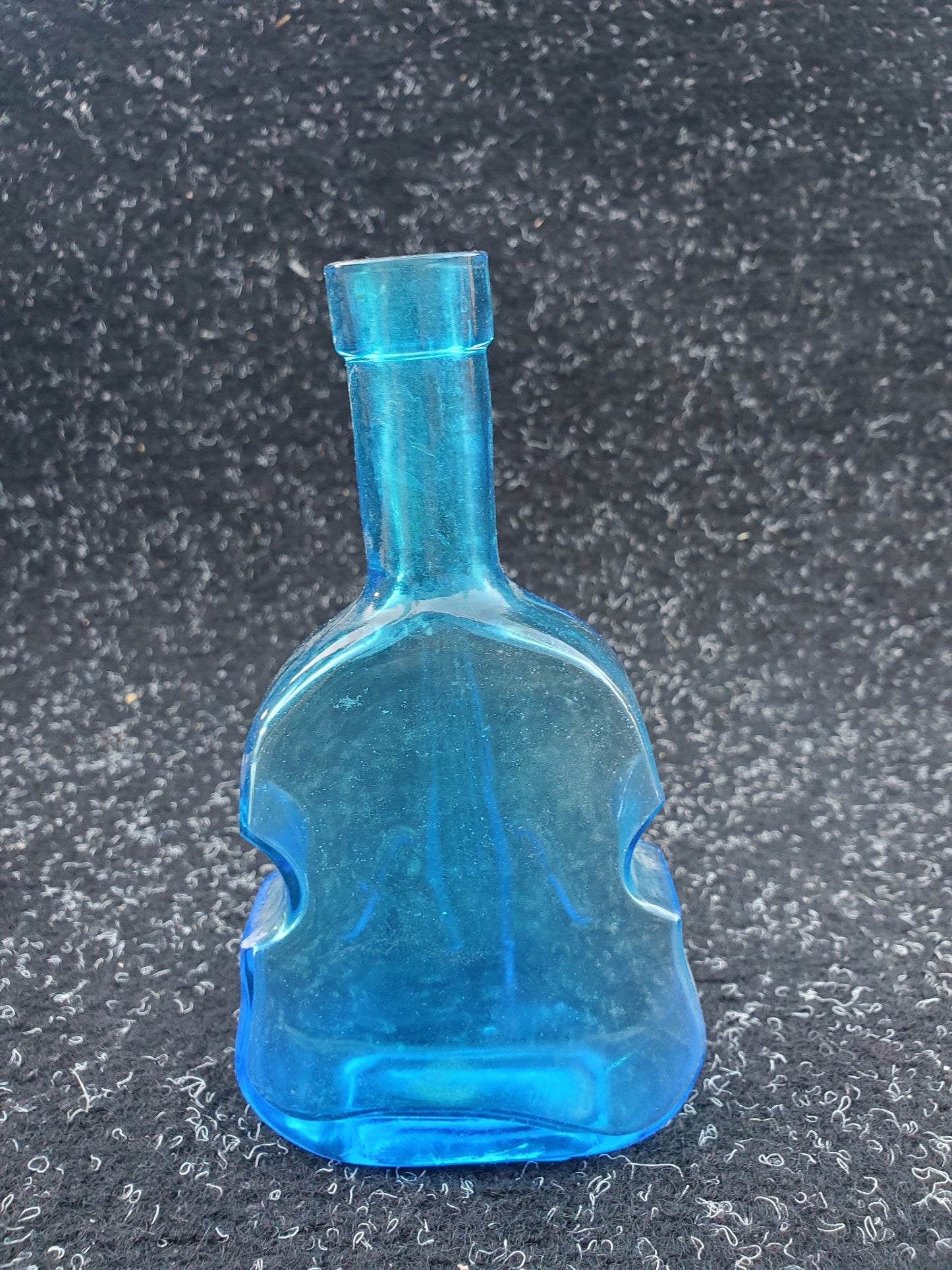 Set of four (4) Figural VIOLIN bottles (amber, 2 blue, green)
