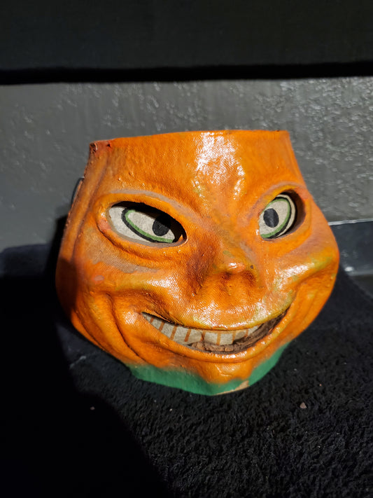 Vintage “Sly Grin” Halloween Pulp / Papier Mache' Jack-O’-Lantern 1930s