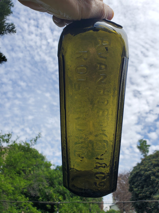 Vintage Dark Olive/Black Glass Dutch Gin Bottle