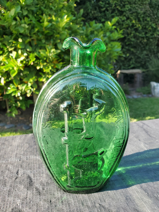Two (2) Vintage Green “Ranelagh” Stag Hunt Flasks 1950s–1970s