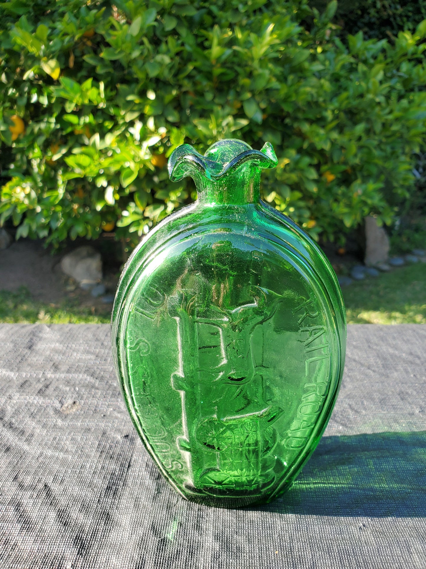 Two (2) Vintage Green “Ranelagh” Stag Hunt Flasks 1950s–1970s