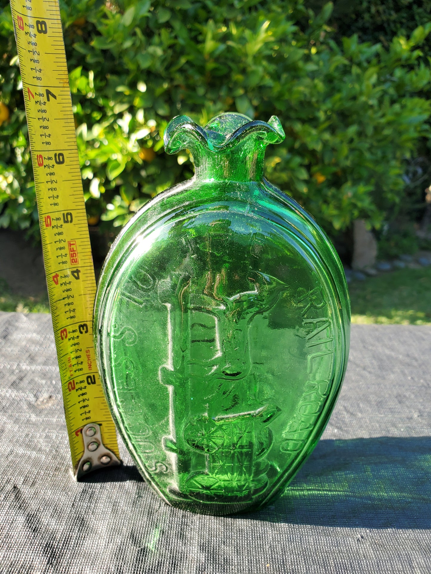Two (2) Vintage Green “Ranelagh” Stag Hunt Flasks 1950s–1970s