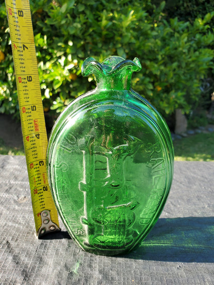 Two (2) Vintage Green “Ranelagh” Stag Hunt Flasks 1950s–1970s