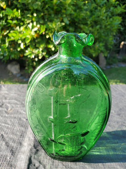 Two (2) Vintage Green “Ranelagh” Stag Hunt Flasks 1950s–1970s