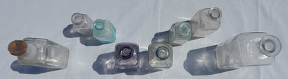 8 Antique Apothecary & Medicine Bottles – Aqua, Clear & Lavender Glass – 1800s/Early 1900s