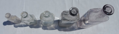 5 Antique Apothecary / Pharmacy Bottles – Lavender & Clear Glass – 1800s/1900s