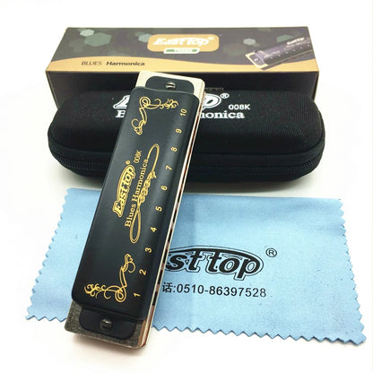 Hot sale Easttop Harmonica T008K Diatonic 10 Hole Armonica Blues mondharmonica gaita de boca Mouth Ogan Musical Instruments