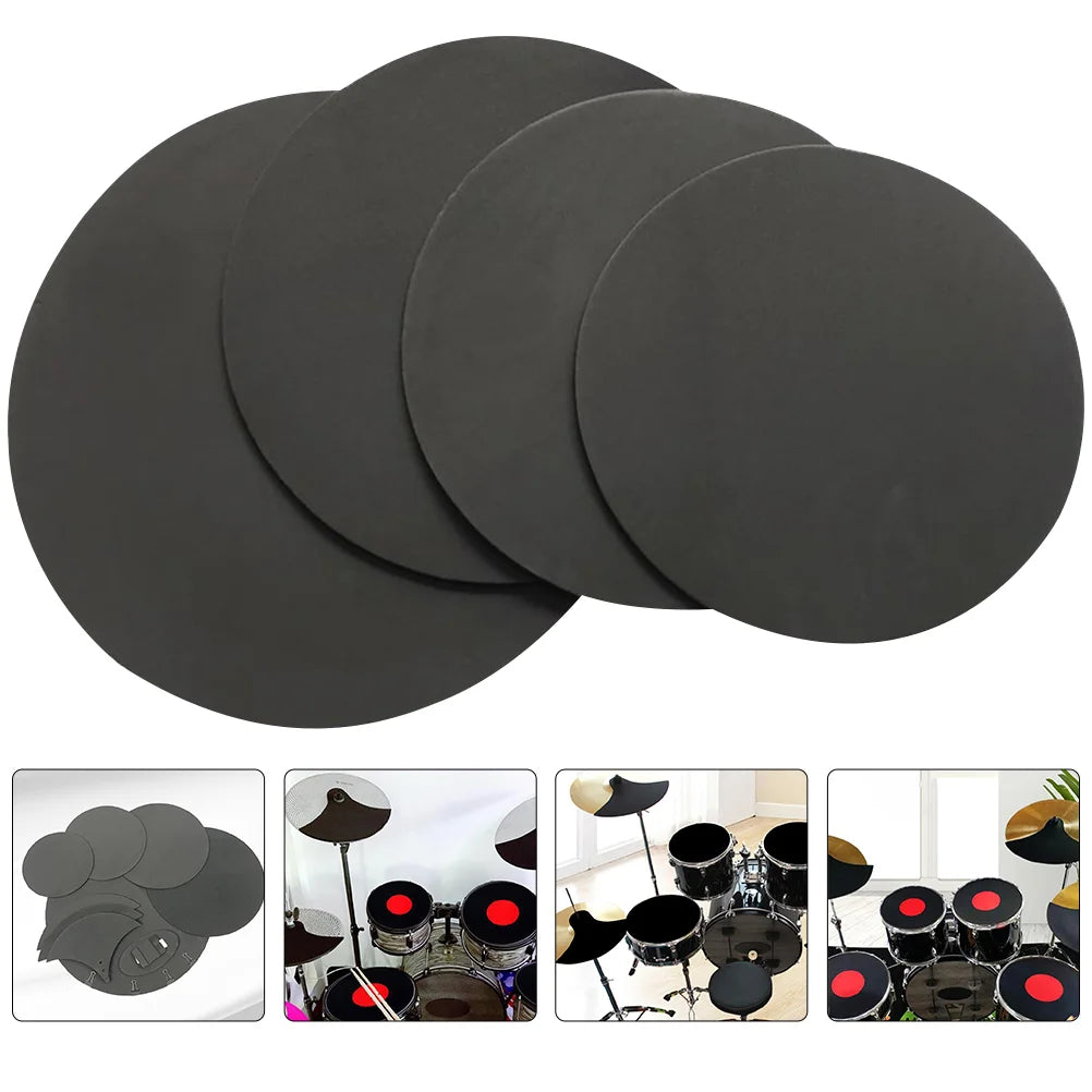 4 Pcs Drum Practice Pad Kit Muffler Drums Accessories 12", 13", 14", 16"