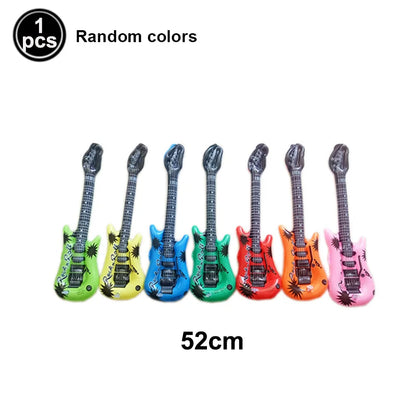 PVC Guitar Microphone Balloon Rock Star Inflatable Musical Note Piano Balloons instrument Kids Adult Toys 80s 90s Party Supplies