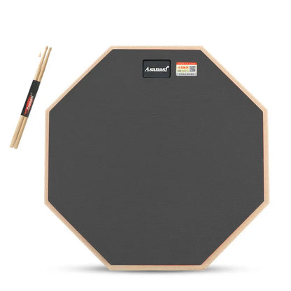 Mute Drum Pad with Sticks, Beat Training, Beginner Rubber Surface, Soundproofing, Shock-Absorbing Cotton, 12 inches