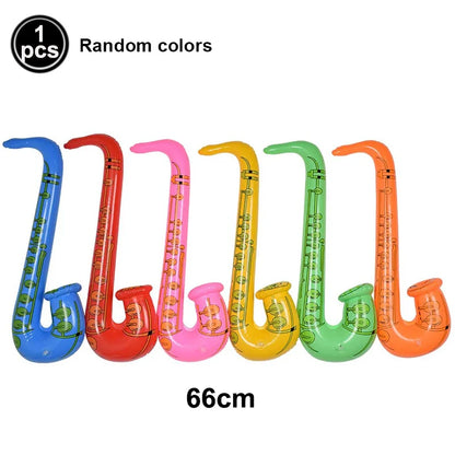 PVC Guitar Microphone Balloon Rock Star Inflatable Musical Note Piano Balloons instrument Kids Adult Toys 80s 90s Party Supplies