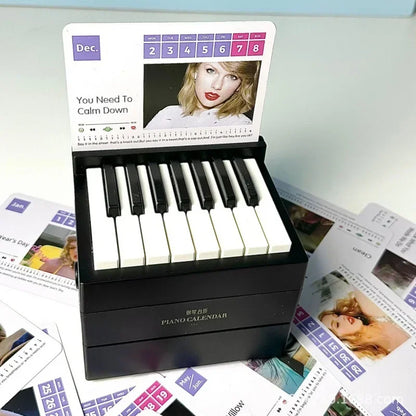 Taylor Piano Calendar 2025 Piano Desk Calendar Aesthetic 15 Keys Piano Calendar USB Charging for Music Lovers