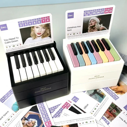 Taylor Piano Calendar 2025 Piano Desk Calendar Aesthetic 15 Keys Piano Calendar USB Charging for Music Lovers