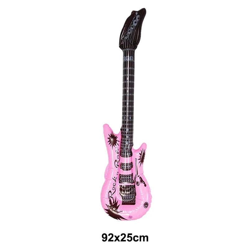 PVC Guitar Microphone Balloon Rock Star Inflatable Musical Note Piano Balloons instrument Kids Adult Toys 80s 90s Party Supplies