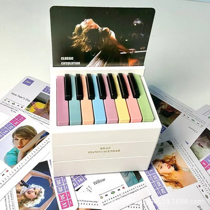 Taylor Piano Calendar 2025 Piano Desk Calendar Aesthetic 15 Keys Piano Calendar USB Charging for Music Lovers