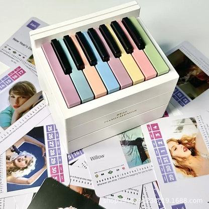 Taylor Piano Calendar 2025 Piano Desk Calendar Aesthetic 15 Keys Piano Calendar USB Charging for Music Lovers